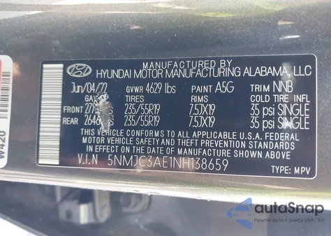 2022 Hyundai Tucson Sel from USA, damaged, VIN 5NMJC3AE1NH138659